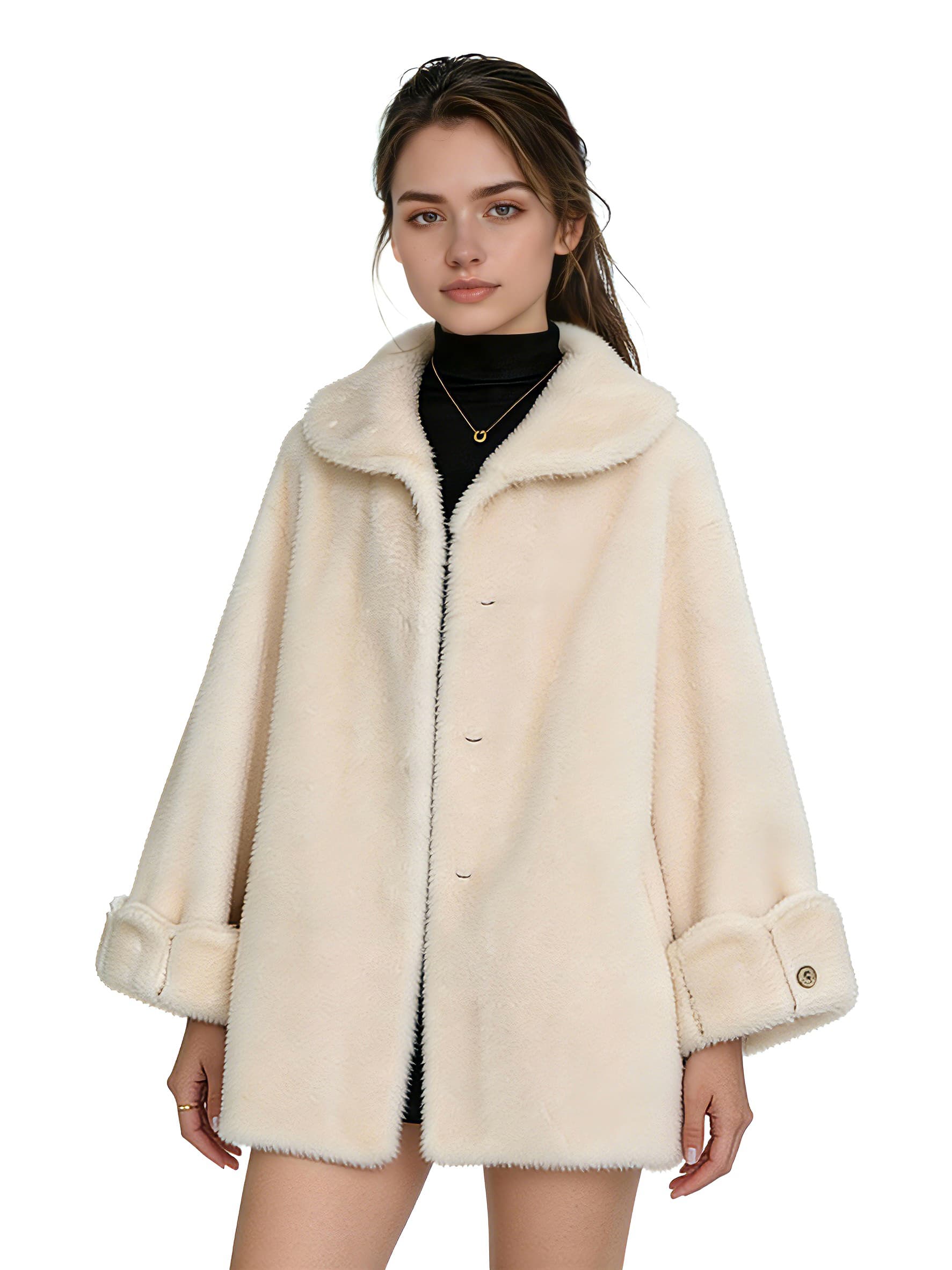 Cream Plush Coat clean catalog product view