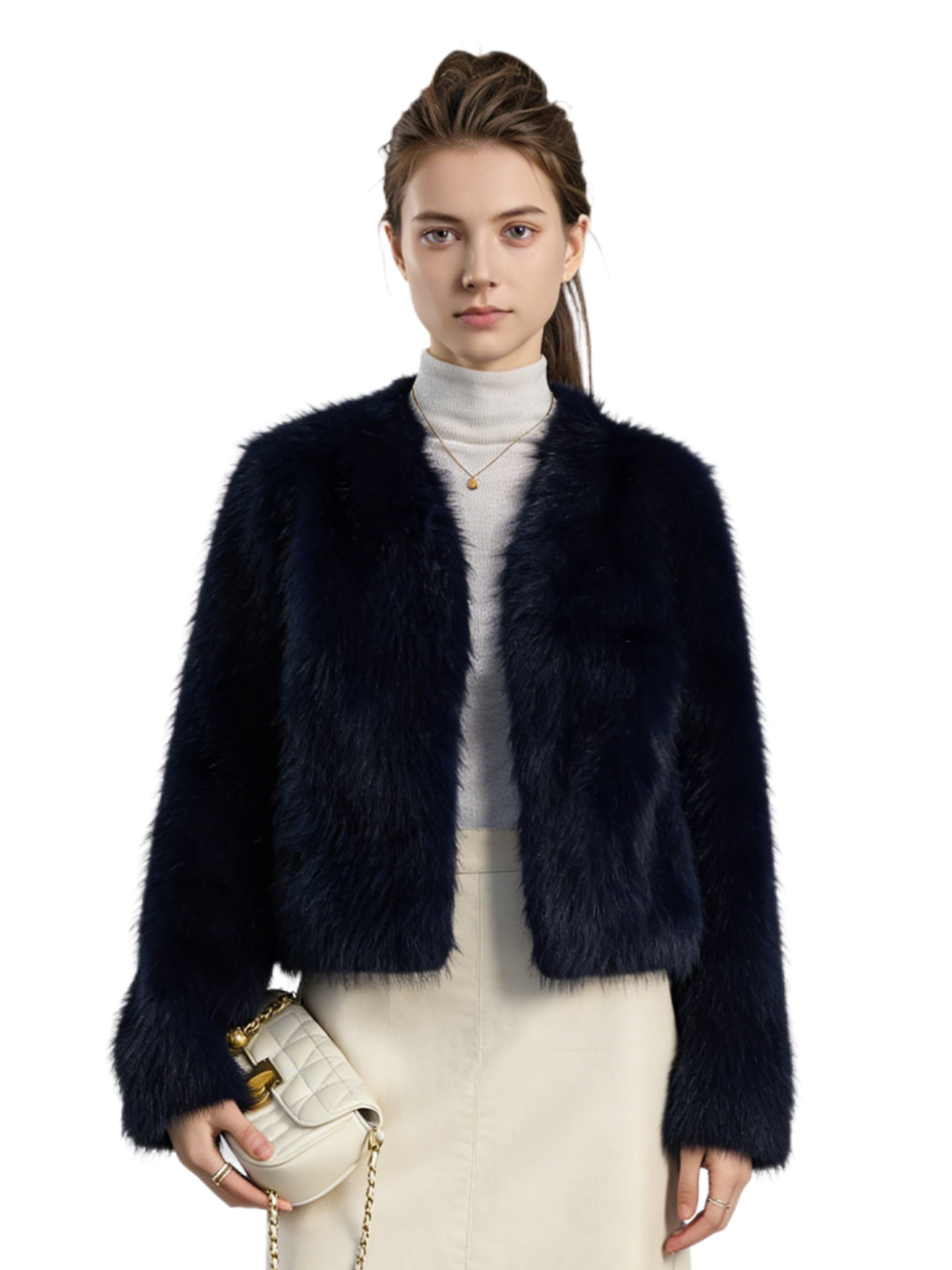 Royal Blue Fur Jacket clean catalog product view