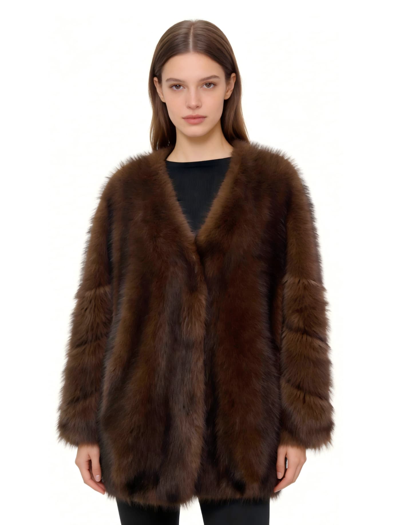 Brown Fur Collar Coat