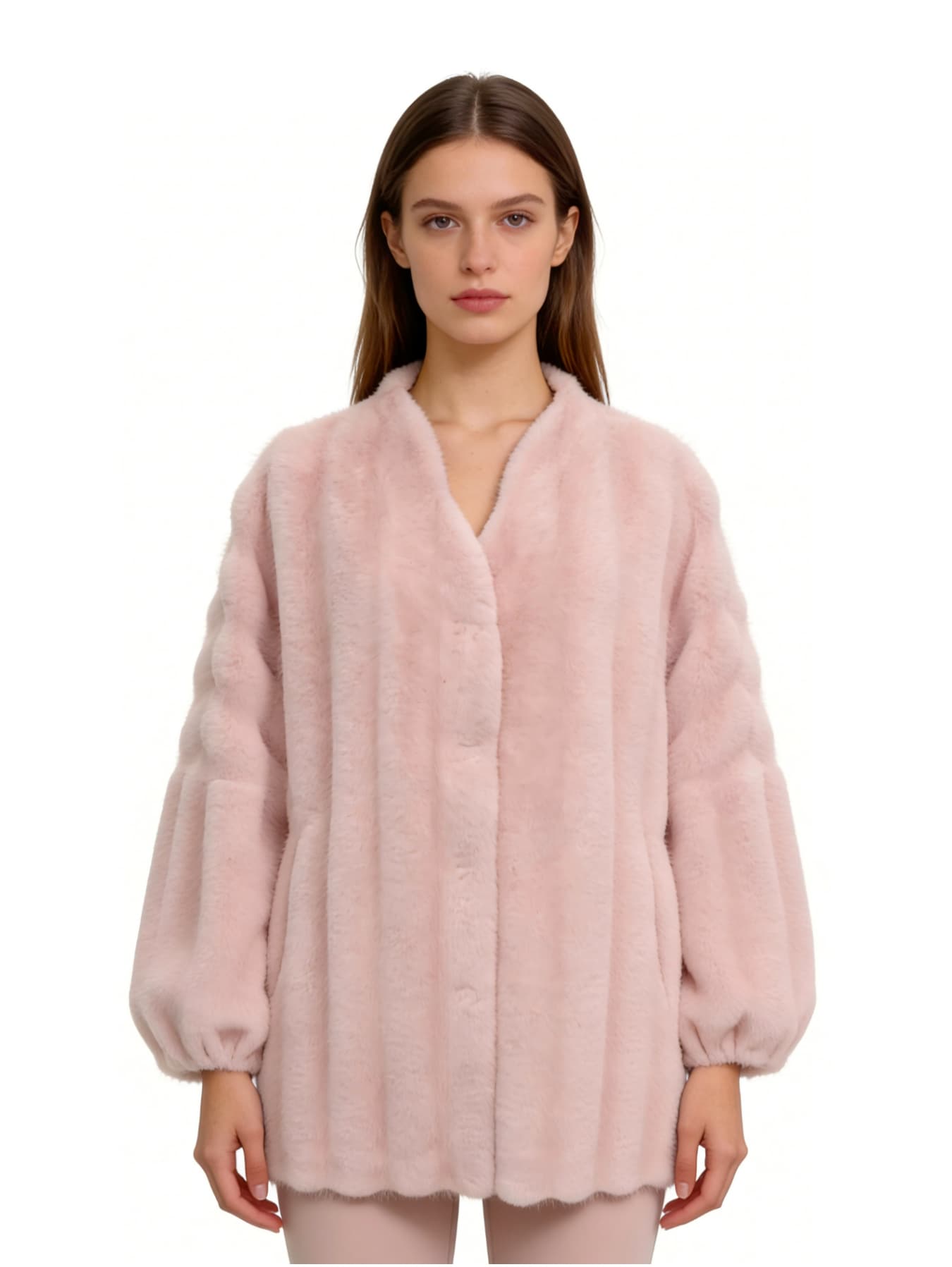 White & Pink Fur Jacket JC035
