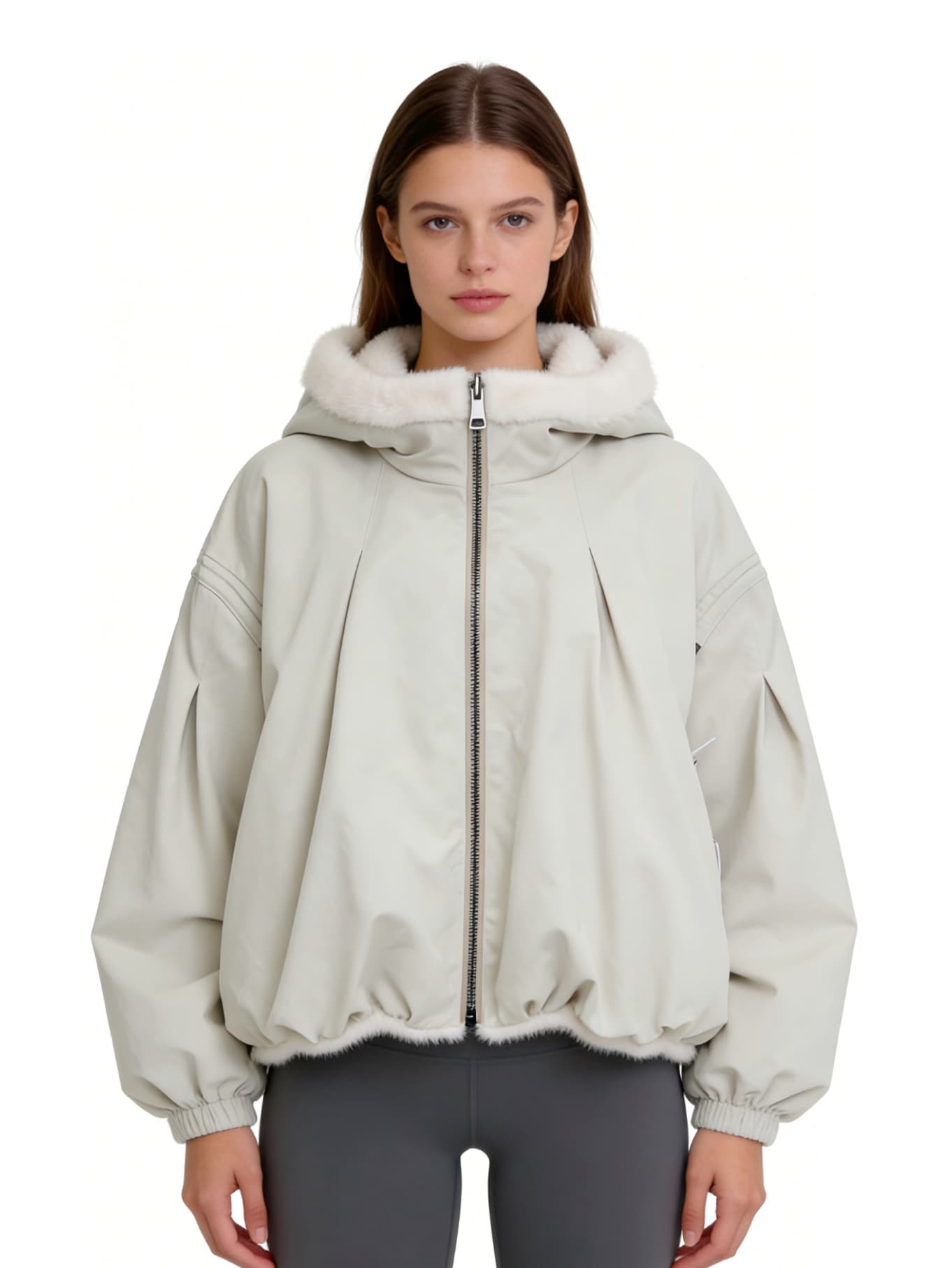 Silver Gray Plush Coat