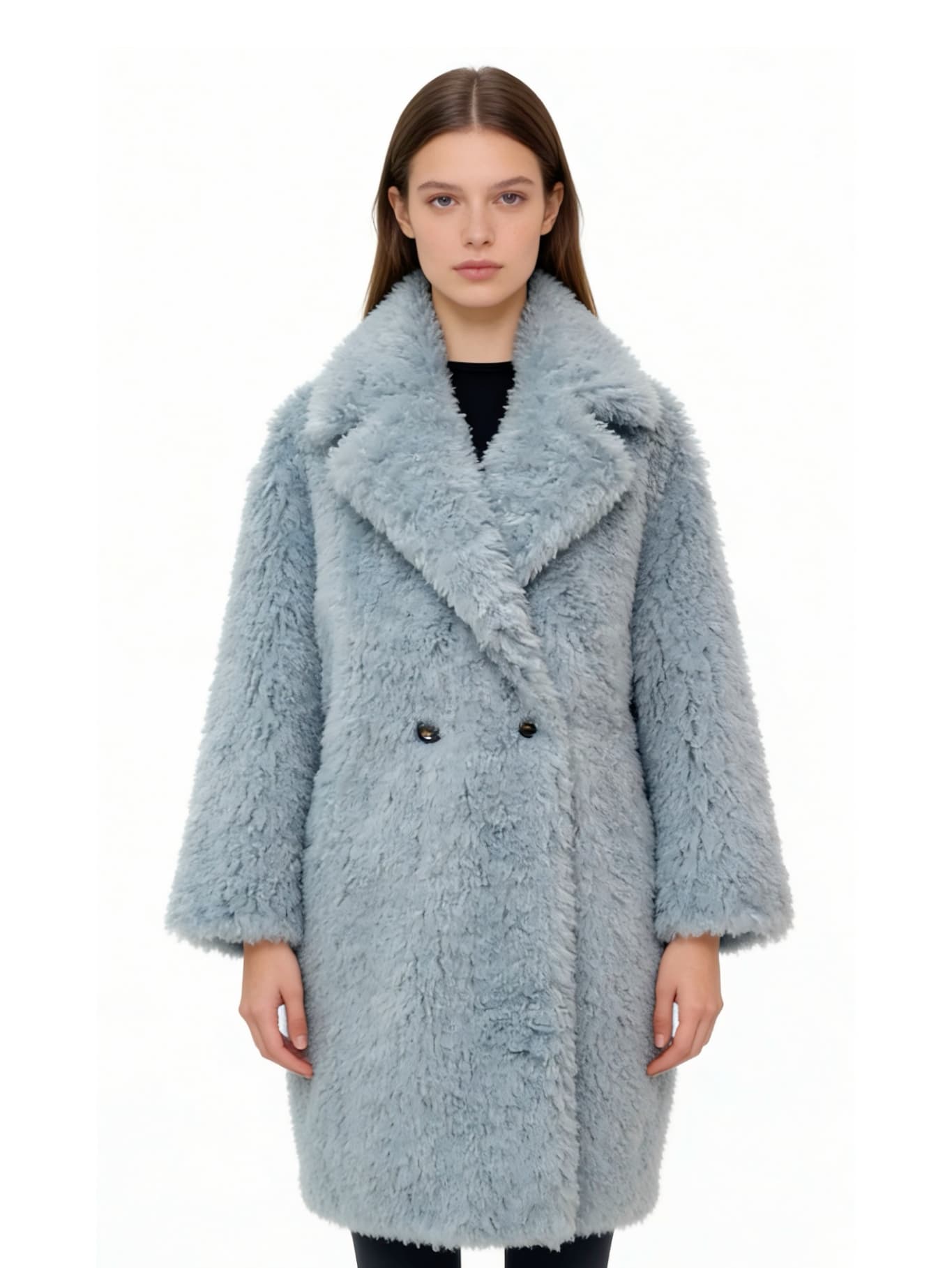 White & Blue Fur Coat JC25106