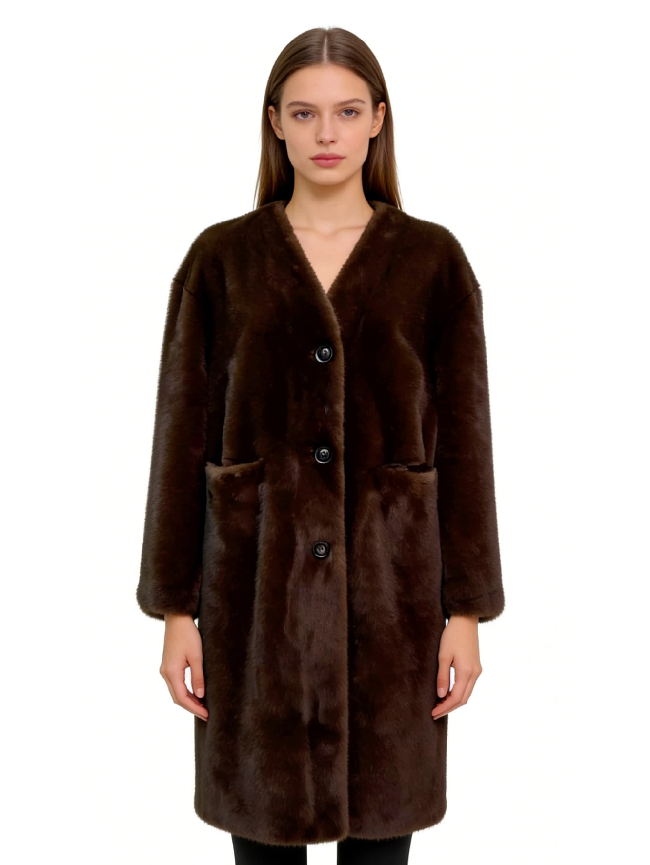 Deep Brown Fur Coat JC25109