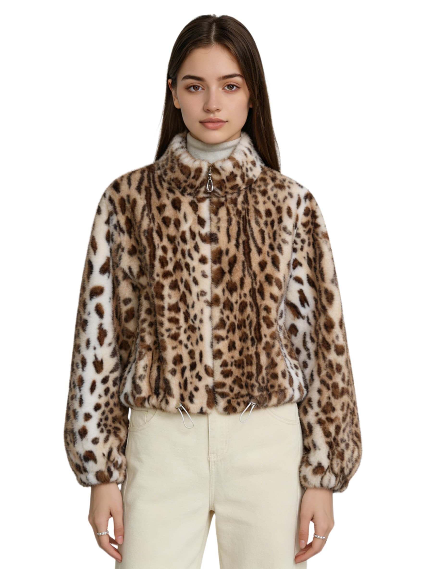 Leopard Print Fur Coat JC5317
