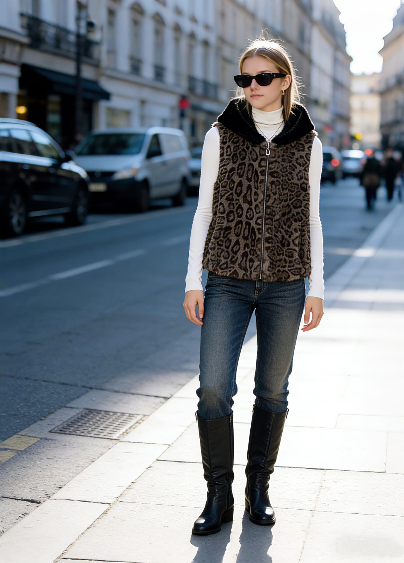 Tiger Gray Short Jacket styled on model