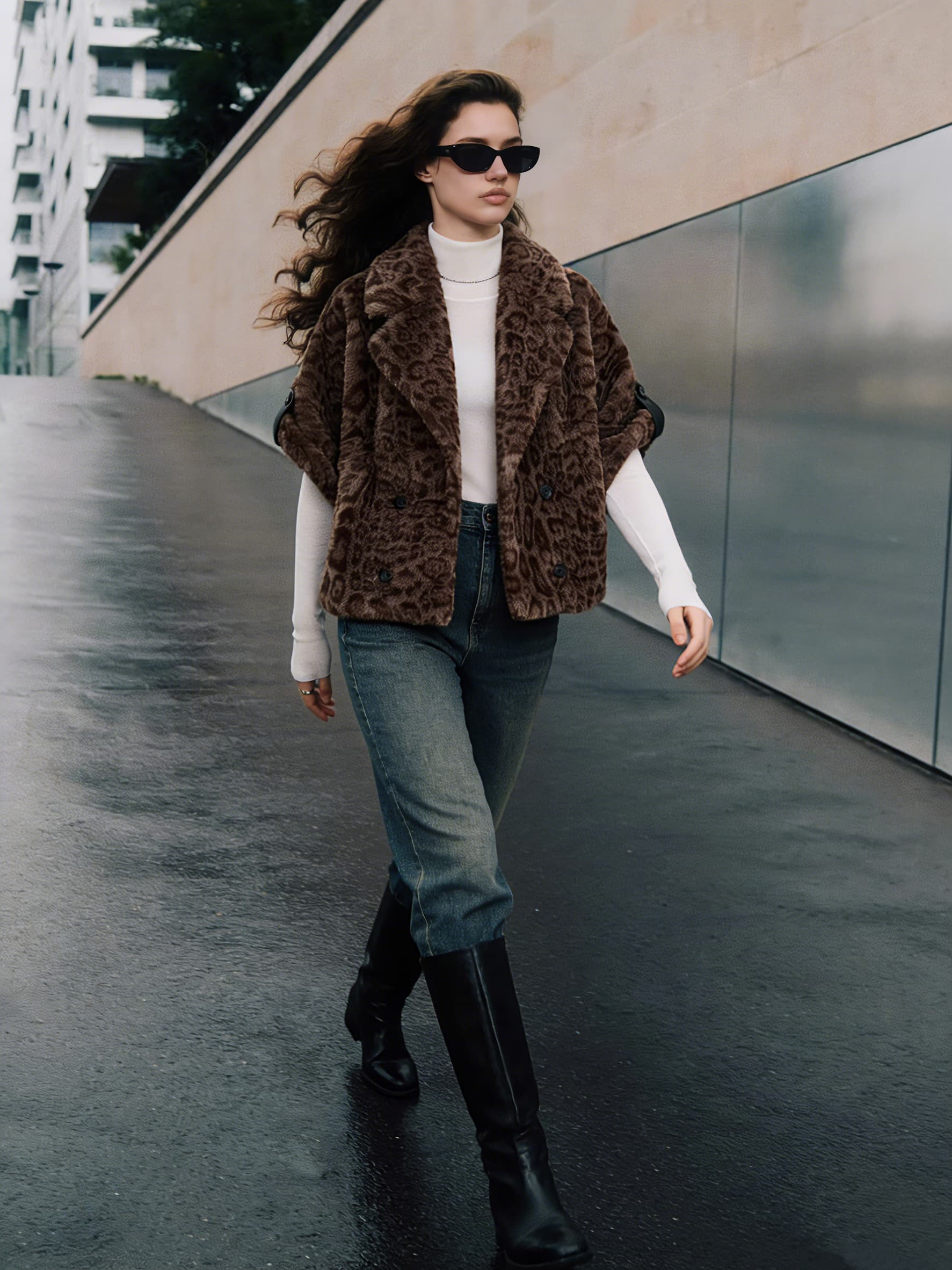 Gray Textured Jacket styled on model
