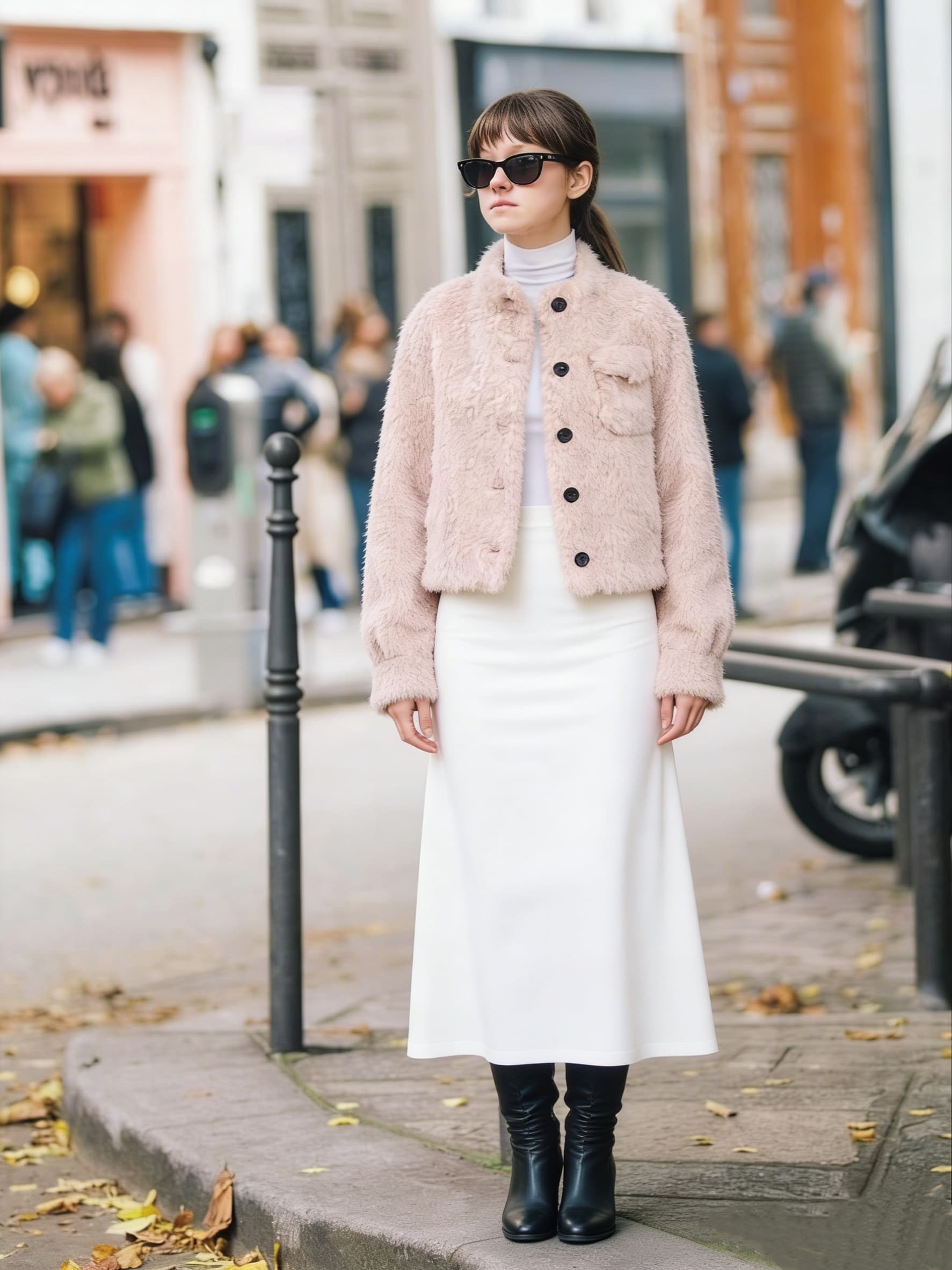 Pink Fur Vest styled on model