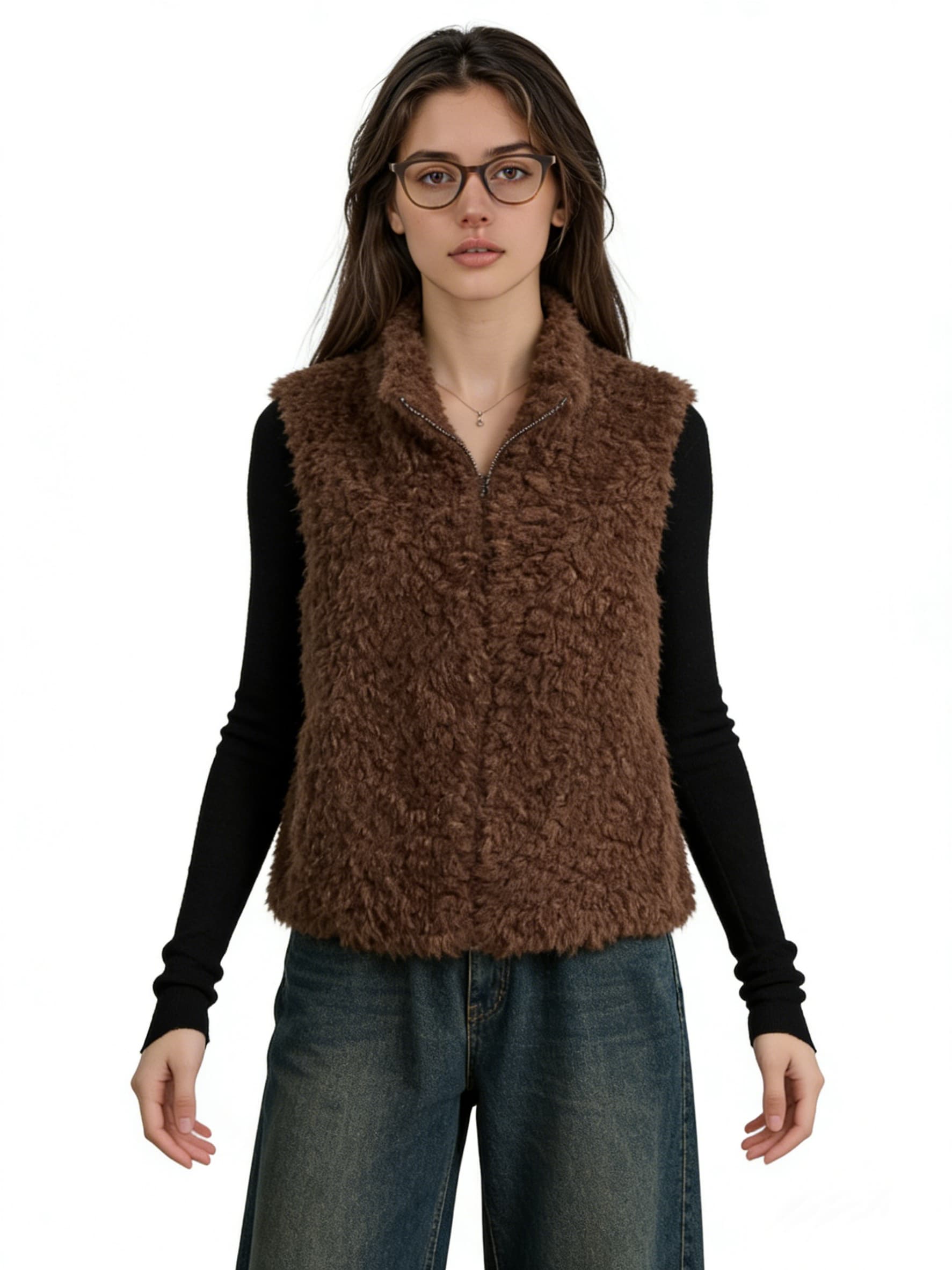 Brown Fur Vest JC8506