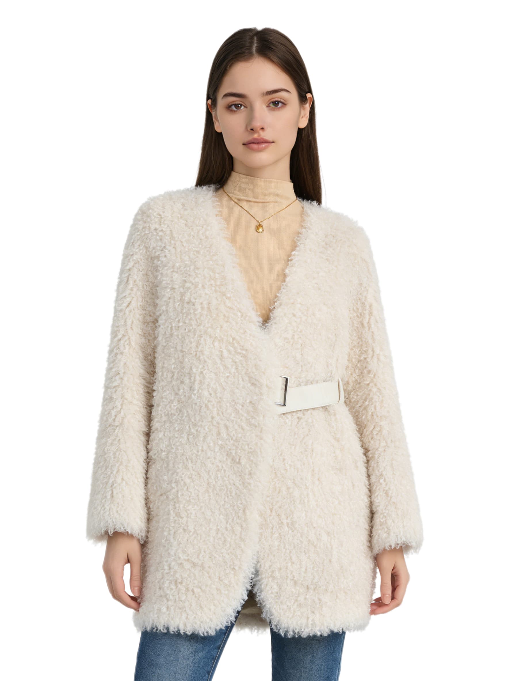 White Fluffy Jacket JC8771