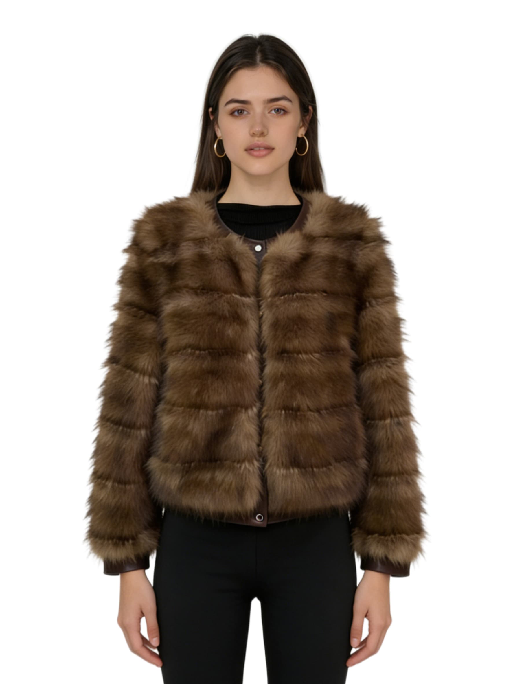 Dual-Tone Fur Coat JC8906